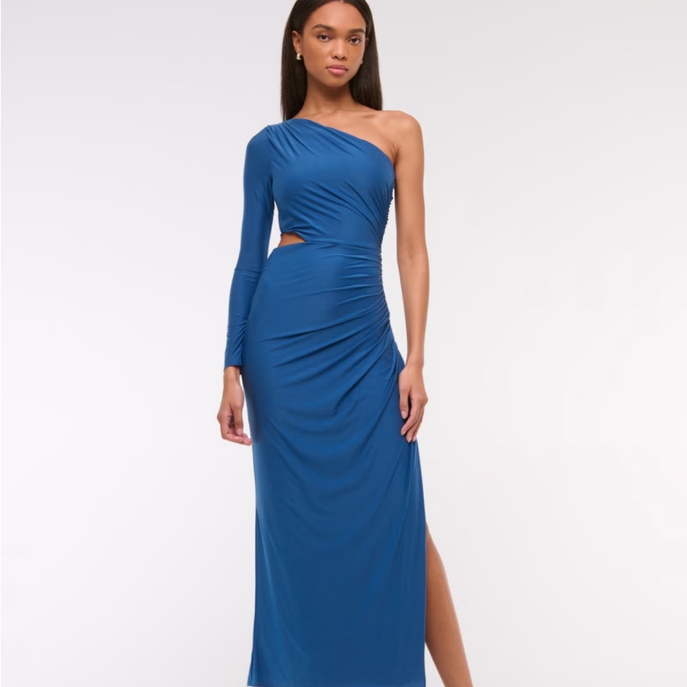 Elegant Blue One-Shoulder Dress